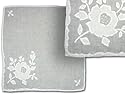 White Linen Handkerchief with Rose Embroidery