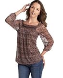 Apparel : Cha Cha Vente Printed Smocked Mesh Bubble-Hem Top