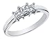 Diamond Engagement Anniversary Three Stone Ring 1/2 Carat (ctw) Princess Cut in 14K White Gold