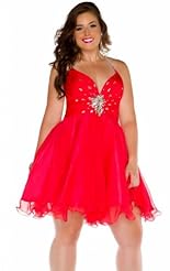 Plus Size Lace Crystal Crystals Applique Beaded Chiffon/Taffeta/Tulle High-Low-Hem Prom Dress 