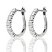 14k White Gold 7 Stone Prong Set Huggy Hoop Earrings (2 cttw, H color, I1 Clarity)