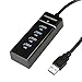 Coocheer® Super-speed USB 3.0 4-port Compact HUB with Built-in 1ft USB 3.0 Cable（Black）