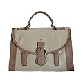 Satchel Style Fashion Cross Body / Shoulder Bag Beige & Mink Brown
