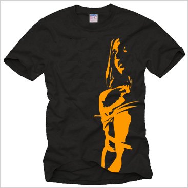 Vintage Designer T-Shirt für Herren Shirt Farbe schwarz Logo orange BONDAGE FETISCH MOTIV Größe S