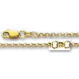14K Yellow Gold Round Rolo Link Chain Bracelet – Width 2.3mm – Length 7 Inch