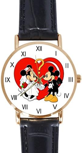 Mickey Minnie Mouse Custom 100% NEW genuine leather Band fashion adult's Sport wrist watch