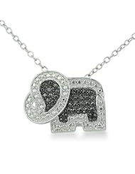 Lucky Black Diamond Elephant Necklace in Sterling Silver