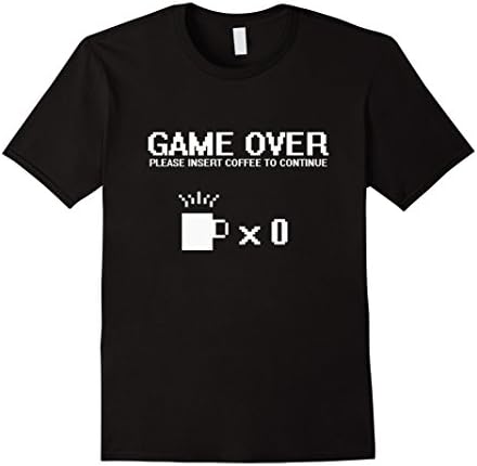 Men's Game Over No Coffee Funny T-Shirt Mens &amp; Womens Large Black