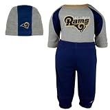 Reebok St. Louis Rams Infant 3-Piece Long Sleeve Creeper Set with Skull Cap