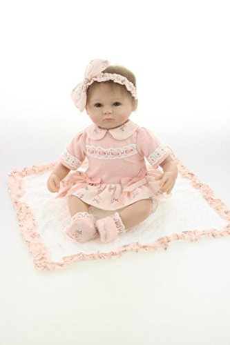 Npkdoll Reborn Baby Doll Soft Silicone 18inch 45cm Magnetic Lovely Lifelike Cute Boy Girl Toy Pink Headwear Eyes Open