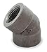 1-1/4" FNPT Black Forged Steel 45 Degree Elbow