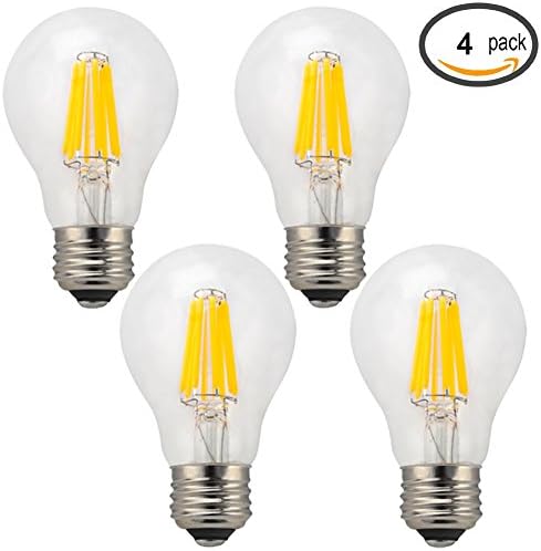 iLampens A19 LED Filament Bulb - 100 Watt Equivalent Soft White (2700K) Light Bulb - 4 Pack
