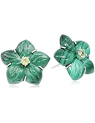 Sterling Silver Malachite and Peridot Flower Earrings