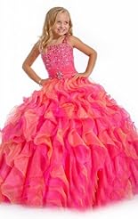 Girls Lace Beaded Applique Crystal Crystals Chiffon/Taffeta/Tulle Flower-Girl Dress 