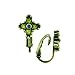 Brass Tone Olivine Hued Petite Clip On Earrings