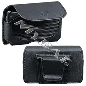 Executive Black Side Leather Case Horizontal Pouch (With Belt Clip) for RIM BLACKBERRY CURVE, 8300, 8310, 8320, 8330, 8800, 8820, 8830 / Samsung Blackjack 2, i617, Blackjack II / HTC S620 Dash / Motorola Q, Q9, Q9h, Q9m, Q9c / Motorola Sidekick Slide
