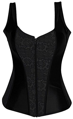Camellias Women's Burlesque Satin Jacquard Shoulder Strap Tank Overbust Corset