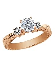 1.20 Ct Round H/I and White Diamond 18K Rose Gold 3-Stone Ring