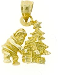 Dazzlers Solid 14k Gold 3D Santa Clause And Christmas Tree Charm Pendant Available in three colors from jewelsberry (weights: 3.8 grams only)