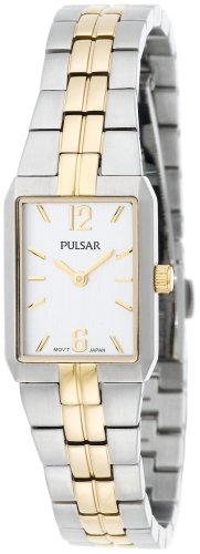 Pulsar Women's PTA414 Dress Rectangular Silver Dial Two-Tone Watch