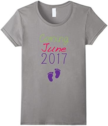 Women's Women's Coming Soon June 2017 Pregnancy Announcement T-Shirt XL Slate
