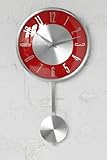 Red Pendulum Wall Clock New Wall Mounted Battery Operated Clock