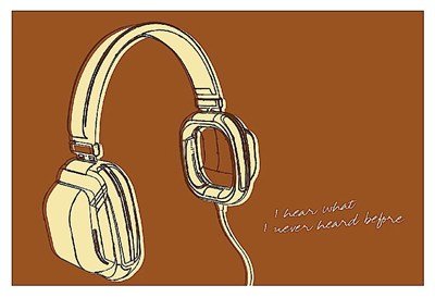 Huge save onwork headphones (13x19) John W Golden Lunastrella Headphones Art Print Poster