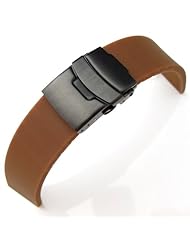 20mm Plain Choco Silicon Strap on PVD Black Diver Clasp for Sport Watch, B