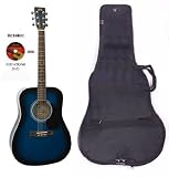 SX Mentor BUS Acoustic Guitar Package, Blue with Instructional DVD and Carry Bag SX MD160 BUS