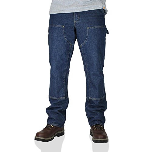Carhartt Men's Relaxed Fit Double Front Washed Logger, Dark Vintage Blue, 34Wx32L