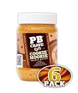 PB Crave Natural Peanut Butter, Cookie Nookie, 16oz Jars, (Pack of 6)