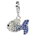 SilberDream Glitzer Charm Swarovski Kristalle Fisch blau ICE Anhänger 925 Silber für Bettelarmbänder Kette Ohrring GSC001