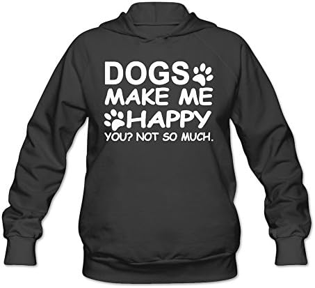 Women's Dogs Make Me Happy You Not So Much Dog Walking Hoodie Black [Apparel]