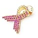 Bling Jewelry Gold Plated Rhinestone Breast Cancer Pink Ribbon Lapel Pin