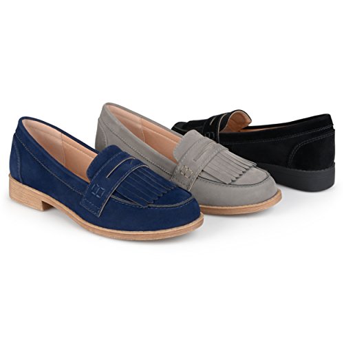 Brinley Co. Womens Fringed Faux Suede Slip-on Loafers
