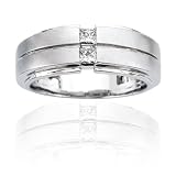 14k White Gold Diamond Mens Ring (G-H Color, I1 Clarity)