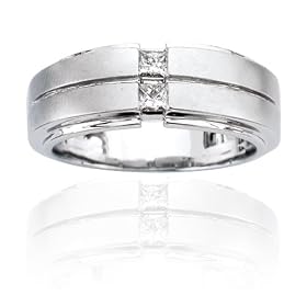 14k White Gold Diamond Men's Ring (G-H Color, I1 Clarity)
