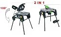 Scie Reversible 2 En 1 - Scie A Onglet Et Circulaire - 1800W - Avec Etabli