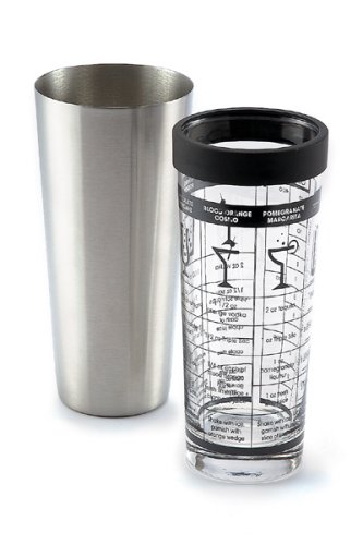 Outset B329 Boston Shaker with Recipes, Glass/Stainless Steel