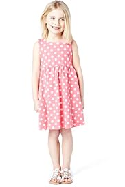 Pure Cotton Spotted Empire Line Dress with Stay New™