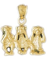 Dazzlers Solid 14 karats Gold 3D Monkeys Charm Pendant available in three colors from jewelsberry (weights: 3.9 grams only)