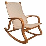 FY Lifestyles FYBWRR14 Bentwood Rocker Chair in Natural with White Seat