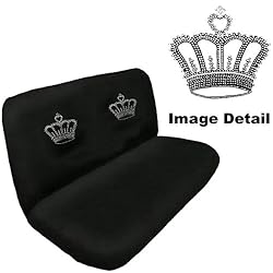 Crown Gem Crystal Studded Rhinestone Bling Car Truck SUV Rear Bench Seat Cover