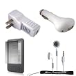 USB Car Charger, USB Wall / Travel Charger, Earphones, and Screen Protector / Guard For Kindle Wireless Reading Device, Wi-Fi, 6 Display Latest Generation + includes a Determination Hand Strap