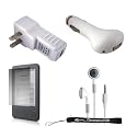 USB Car Charger, USB Wall / Travel Charger, Earphones, and Screen Protector / Guard For Kindle Wireless Reading Device, Wi-Fi, 6" Display Latest Generation + includes a Determination Hand Strap