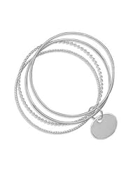 4 Bangle Bracelets with an Oval Engravable Tag
