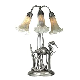 Dale Tiffany TA70047 Florence Lily Accent Lamp, Antique Pewter and Glass Shade