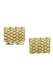 14k Gold Cufflinks - Solid 14k Gold Matte Woven Cufflinks