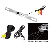 Pyle PLCM18SC License Plate Mount Rear View Backup Color Camera with Distance Scale Line ''Zinc Metal Chrome''