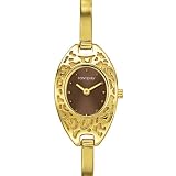 Fontenay - UG2214FB - Montre Femme Dor&eacute;e - Quartz Analogique - Fond Marron - Bracelet Rigide M&eacute;tal Dor&eacute;
